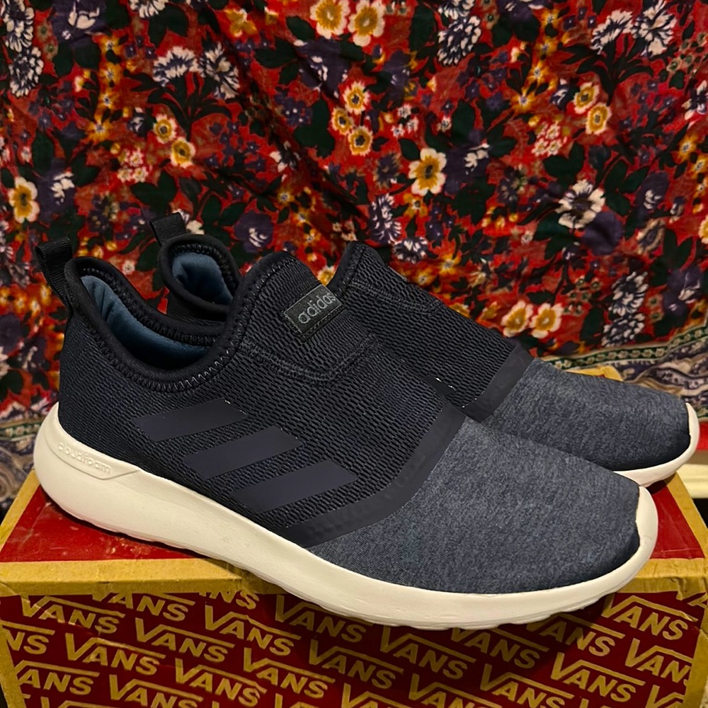 navy adidas racer slip-ons sneakers womens 10